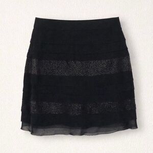 BCBGeneration Black Tiered Sequin Mini Skirt Size 4 | Party Night Out